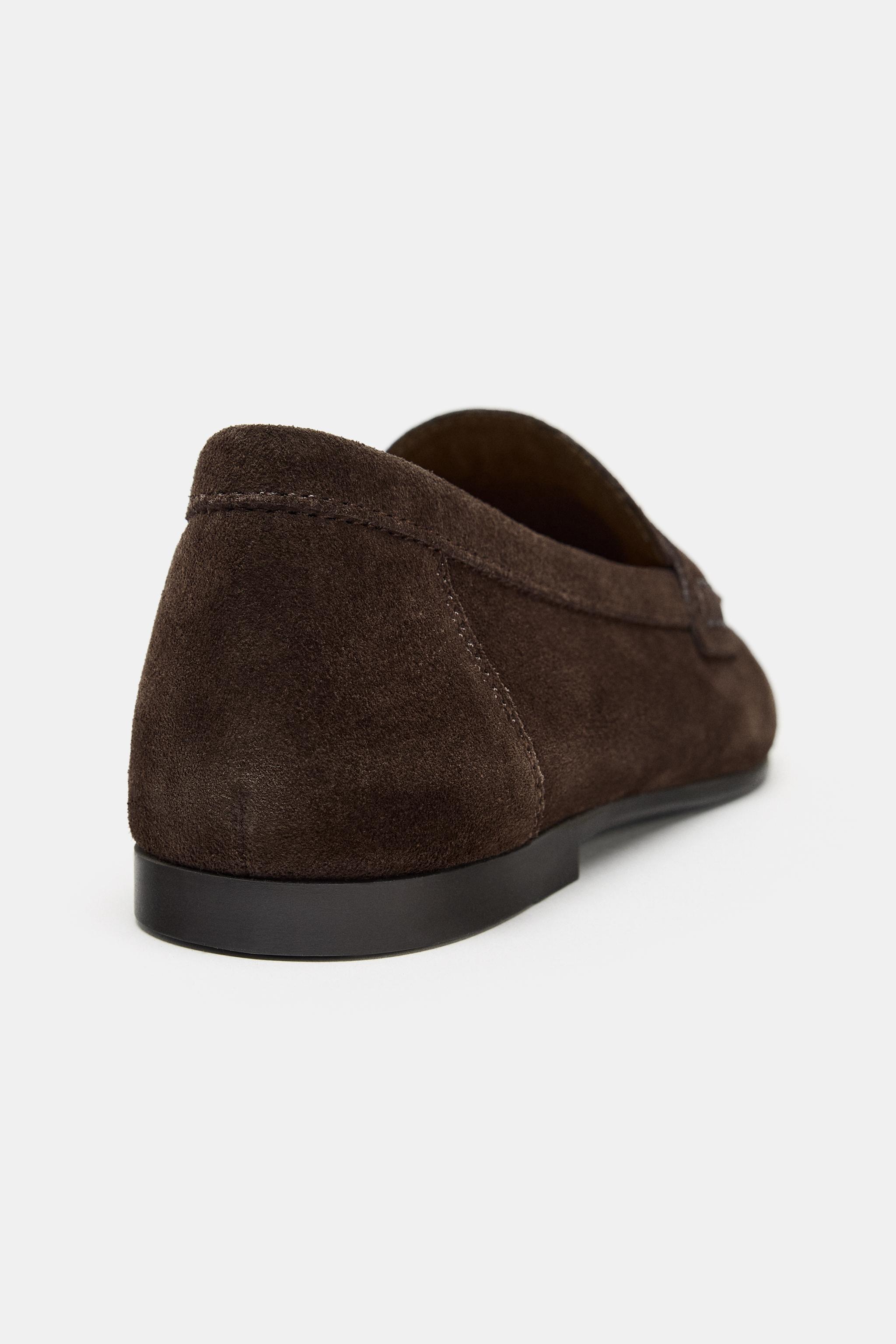 TOPSTITCHED SPLIT LEATHER LOAFERS